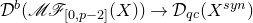 script upper D Superscript b Baseline left parenthesis script upper M script upper F Subscript left bracket 0 comma p minus 2 right bracket Baseline left parenthesis upper X right parenthesis right parenthesis right arrow script upper D Subscript q c Baseline left parenthesis upper X Superscript s y n Baseline right parenthesis