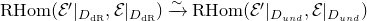 normal upper R normal upper H normal o normal m left parenthesis script upper E prime vertical bar Subscript upper D Sub Subscript normal d normal upper R Subscript Baseline comma script upper E vertical bar Subscript upper D Sub Subscript normal d normal upper R Subscript Baseline right parenthesis ModifyingAbove right arrow With tilde normal upper R normal upper H normal o normal m left parenthesis script upper E prime vertical bar Subscript upper D Sub Subscript u n d Subscript Baseline comma script upper E vertical bar Subscript upper D Sub Subscript u n d Subscript Baseline right parenthesis