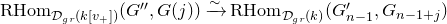 normal upper R normal upper H normal o normal m Subscript script upper D Sub Subscript g r Subscript left parenthesis k left bracket v Sub Subscript plus Subscript right bracket right parenthesis Baseline left parenthesis upper G double prime comma upper G left parenthesis j right parenthesis right parenthesis ModifyingAbove right arrow With tilde normal upper R normal upper H normal o normal m Subscript script upper D Sub Subscript g r Subscript left parenthesis k right parenthesis Baseline left parenthesis upper G prime Subscript n minus 1 Baseline comma upper G Subscript n minus 1 plus j Baseline right parenthesis