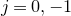 j equals 0 comma negative 1