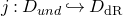 j colon upper D Subscript u n d Baseline right arrow with hook upper D Subscript normal d normal upper R Baseline