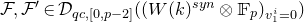 script upper F comma script upper F prime element of script upper D Subscript q c comma left bracket 0 comma p minus 2 right bracket Baseline left parenthesis left parenthesis upper W left parenthesis k right parenthesis Superscript s y n Baseline circled times double struck upper F Subscript p Baseline right parenthesis Subscript v 1 Sub Superscript i Subscript equals 0 Baseline right parenthesis