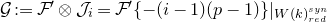 script upper G colon equals script upper F prime circled times script upper J Subscript i Baseline equals script upper F prime left brace minus left parenthesis i minus 1 right parenthesis left parenthesis p minus 1 right parenthesis right brace vertical bar Subscript upper W left parenthesis k right parenthesis Sub Subscript r e d Sub Superscript s y n Baseline