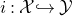 i colon script upper X right arrow with hook script upper Y