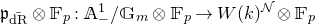German p Subscript ModifyingAbove normal d normal upper R With bar Baseline circled times double struck upper F Subscript p Baseline colon double struck upper A Subscript minus Superscript 1 Baseline divided by double struck upper G Subscript m Baseline circled times double struck upper F Subscript p Baseline right arrow upper W left parenthesis k right parenthesis Superscript script upper N Baseline circled times double struck upper F Subscript p Baseline