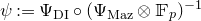 psi colon equals normal upper Psi Subscript normal upper D normal upper I Baseline ring left parenthesis normal upper Psi Subscript normal upper M normal a normal z Baseline circled times double struck upper F Subscript p Baseline right parenthesis Superscript negative 1