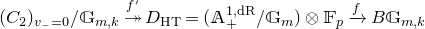 left parenthesis upper C 2 right parenthesis Subscript v Sub Subscript minus Subscript equals 0 Baseline divided by double struck upper G Subscript m comma k Baseline two headed right arrow Overscript f Superscript prime Baseline Endscripts upper D Subscript normal upper H normal upper T Baseline equals left parenthesis double struck upper A Subscript plus Superscript 1 comma normal d normal upper R Baseline divided by double struck upper G Subscript m Baseline right parenthesis circled times double struck upper F Subscript p Baseline right arrow Overscript f Endscripts upper B double struck upper G Subscript m comma k