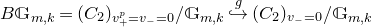 upper B double struck upper G Subscript m comma k Baseline equals left parenthesis upper C 2 right parenthesis Subscript v Sub Subscript plus Sub Superscript p Subscript equals v Sub Subscript minus Subscript equals 0 Baseline divided by double struck upper G Subscript m comma k Baseline right arrow with hook Overscript g Endscripts left parenthesis upper C 2 right parenthesis Subscript v Sub Subscript minus Subscript equals 0 Baseline divided by double struck upper G Subscript m comma k