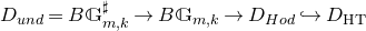 upper D Subscript u n d Baseline equals upper B double struck upper G Subscript m comma k Superscript normal ♯ Baseline right arrow upper B double struck upper G Subscript m comma k Baseline right arrow upper D Subscript upper H o d Baseline right arrow with hook upper D Subscript normal upper H normal upper T