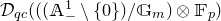 script upper D Subscript q c Baseline left parenthesis left parenthesis left parenthesis double struck upper A Subscript minus Superscript 1 Baseline minus StartSet 0 EndSet right parenthesis divided by double struck upper G Subscript m Baseline right parenthesis circled times double struck upper F Subscript p Baseline right parenthesis
