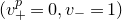 left parenthesis v Subscript plus Superscript p Baseline equals 0 comma v Subscript minus Baseline equals 1 right parenthesis