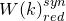 upper W left parenthesis k right parenthesis Subscript r e d Superscript s y n