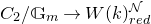 upper C 2 divided by double struck upper G Subscript m Baseline right arrow upper W left parenthesis k right parenthesis Subscript r e d Superscript script upper N