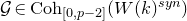 script upper G element of upper C o h Subscript left bracket 0 comma p minus 2 right bracket Baseline left parenthesis upper W left parenthesis k right parenthesis Superscript s y n Baseline right parenthesis