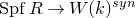 upper S p f upper R right arrow upper W left parenthesis k right parenthesis Superscript s y n