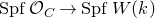 upper S p f script upper O Subscript upper C Baseline right arrow upper S p f upper W left parenthesis k right parenthesis
