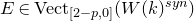 upper E element of Vect Subscript left bracket 2 minus p comma 0 right bracket Baseline left parenthesis upper W left parenthesis k right parenthesis Superscript s y n Baseline right parenthesis