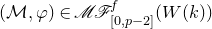 left parenthesis script upper M comma phi right parenthesis element of script upper M script upper F Subscript left bracket 0 comma p minus 2 right bracket Superscript f Baseline left parenthesis upper W left parenthesis k right parenthesis right parenthesis