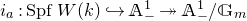 i Subscript a Baseline colon upper S p f upper W left parenthesis k right parenthesis right arrow with hook double struck upper A Subscript minus Superscript 1 Baseline two headed right arrow double struck upper A Subscript minus Superscript 1 Baseline divided by double struck upper G Subscript m Baseline