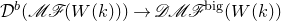 script upper D Superscript b Baseline left parenthesis script upper M script upper F left parenthesis upper W left parenthesis k right parenthesis right parenthesis right parenthesis right arrow script upper D script upper M script upper F Superscript normal b normal i normal g Baseline left parenthesis upper W left parenthesis k right parenthesis right parenthesis