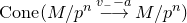 upper C o n e left parenthesis upper M divided by p Superscript n Baseline long right arrow Overscript v Subscript minus Baseline minus a Endscripts upper M divided by p Superscript n Baseline right parenthesis