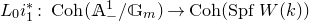 upper L 0 i 1 Superscript asterisk Baseline colon upper C o h left parenthesis double struck upper A Subscript minus Superscript 1 Baseline divided by double struck upper G Subscript m Baseline right parenthesis right arrow upper C o h left parenthesis upper S p f upper W left parenthesis k right parenthesis right parenthesis