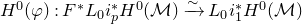 upper H Superscript 0 Baseline left parenthesis phi right parenthesis colon upper F Superscript asterisk Baseline upper L 0 i Subscript p Superscript asterisk Baseline upper H Superscript 0 Baseline left parenthesis script upper M right parenthesis ModifyingAbove right arrow With tilde upper L 0 i 1 Superscript asterisk Baseline upper H Superscript 0 Baseline left parenthesis script upper M right parenthesis