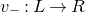 v Subscript minus Baseline colon upper L right arrow upper R