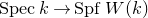 upper S p e c k right arrow upper S p f upper W left parenthesis k right parenthesis