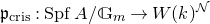 German p Subscript normal c normal r normal i normal s Baseline colon upper S p f upper A divided by double struck upper G Subscript m Baseline right arrow upper W left parenthesis k right parenthesis Superscript script upper N