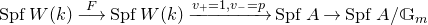 upper S p f upper W left parenthesis k right parenthesis long right arrow Overscript upper F Endscripts upper S p f upper W left parenthesis k right parenthesis right arrow Overscript v Subscript plus Baseline equals 1 comma v Subscript minus Baseline equals p Endscripts upper S p f upper A right arrow upper S p f upper A divided by double struck upper G Subscript m