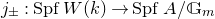 j Subscript plus or minus Baseline colon upper S p f upper W left parenthesis k right parenthesis right arrow upper S p f upper A divided by double struck upper G Subscript m Baseline