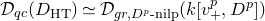script upper D Subscript q c Baseline left parenthesis upper D Subscript normal upper H normal upper T Baseline right parenthesis asymptotically equals script upper D Subscript g r comma upper D Sub Superscript p Subscript hyphen nilp Baseline left parenthesis k left bracket v Subscript plus Superscript p Baseline comma upper D Superscript p Baseline right bracket right parenthesis