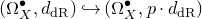 left parenthesis normal upper Omega Subscript upper X Superscript bullet Baseline comma d Subscript normal d normal upper R Baseline right parenthesis right arrow with hook left parenthesis normal upper Omega Subscript upper X Superscript bullet Baseline comma p dot d Subscript normal d normal upper R Baseline right parenthesis