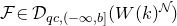 script upper F element of script upper D Subscript q c comma left parenthesis negative normal infinity comma b right bracket Baseline left parenthesis upper W left parenthesis k right parenthesis Superscript script upper N Baseline right parenthesis