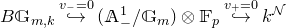upper B double struck upper G Subscript m comma k Baseline right arrow with hook Overscript v Subscript minus Baseline equals 0 Endscripts left parenthesis double struck upper A Subscript minus Superscript 1 Baseline divided by double struck upper G Subscript m Baseline right parenthesis circled times double struck upper F Subscript p Baseline right arrow with hook Overscript v Subscript plus Baseline equals 0 Endscripts k Superscript script upper N