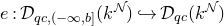e colon script upper D Subscript q c comma left parenthesis negative normal infinity comma b right bracket Baseline left parenthesis k Superscript script upper N Baseline right parenthesis right arrow with hook script upper D Subscript q c Baseline left parenthesis k Superscript script upper N Baseline right parenthesis