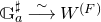 double struck upper G Subscript a Superscript normal ♯ Baseline ModifyingAbove long right arrow With tilde upper W Superscript left parenthesis upper F right parenthesis