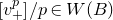 left bracket v Subscript plus Superscript p Baseline right bracket divided by p element of upper W left parenthesis upper B right parenthesis