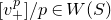 left bracket v Subscript plus Superscript p Baseline right bracket divided by p element of upper W left parenthesis upper S right parenthesis