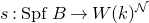 s colon upper S p f upper B right arrow upper W left parenthesis k right parenthesis Superscript script upper N