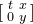 Start 2 By 2 Matrix 1st Row 1st Column t 2nd Column x 2nd Row 1st Column 0 2nd Column y EndMatrix