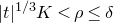 StartAbsoluteValue t EndAbsoluteValue Superscript 1 divided by 3 Baseline upper K less than rho less than or equals delta