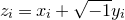z Subscript i Baseline equals x Subscript i Baseline plus StartRoot negative 1 EndRoot y Subscript i
