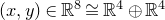 left parenthesis x comma y right parenthesis element of double struck upper R Superscript 8 Baseline approximately equals double struck upper R Superscript 4 Baseline circled plus double struck upper R Superscript 4