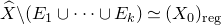 ModifyingAbove upper X With caret minus left parenthesis upper E 1 union midline horizontal ellipsis union upper E Subscript k Baseline right parenthesis asymptotically equals left parenthesis upper X 0 right parenthesis Subscript reg