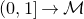 left parenthesis 0 comma 1 right bracket right arrow script upper M