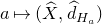 a right arrow from bar left parenthesis ModifyingAbove upper X With caret comma ModifyingAbove d With caret Subscript upper H Sub Subscript a Subscript Baseline right parenthesis