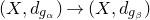 left parenthesis upper X comma d Subscript g Sub Subscript alpha Subscript Baseline right parenthesis right arrow left parenthesis upper X comma d Subscript g Sub Subscript beta Subscript Baseline right parenthesis