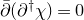 ModifyingAbove partial differential With bar left parenthesis partial differential Superscript dagger Baseline chi right parenthesis equals 0